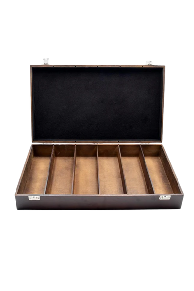 Wooden (Elm) Luxury 6 Bottle Wine Case with Silk Lining Box