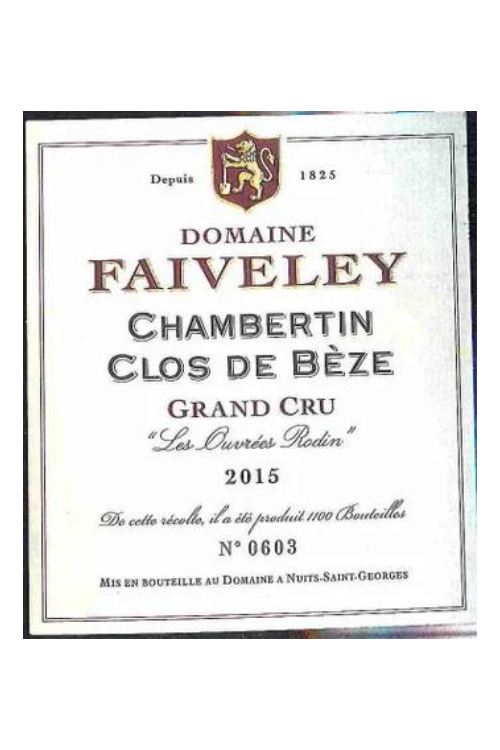 Domaine Faiveley, Chambertin-Clos de Bèze Les Ouvrées Rodin 2016 1x75cl