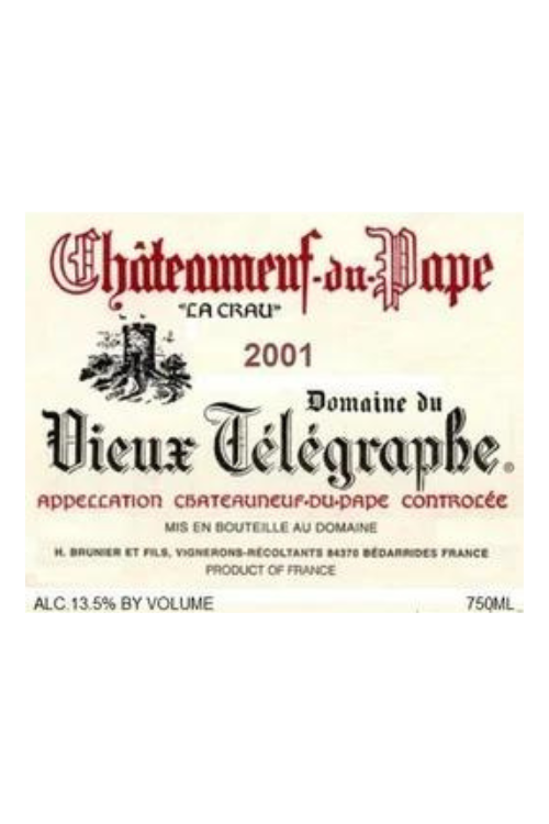 Domaine du Vieux Télégraphe, Châteauneuf-du-Pape La Crau 2001 12x75cl