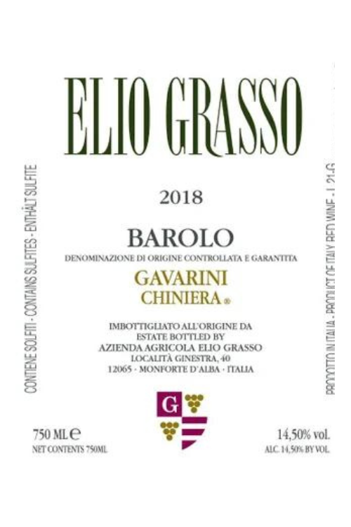 Elio Grasso, Barolo, Gavarini Chiniera 2018 6x75cl