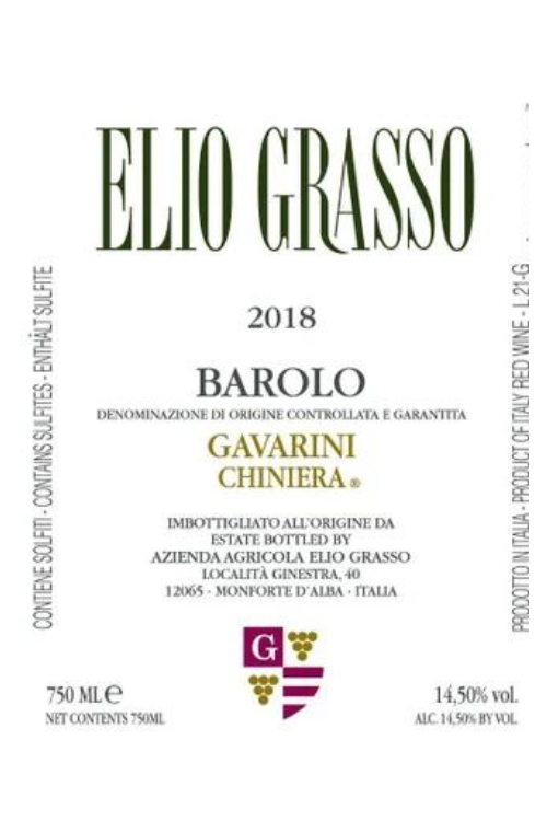 Elio Grasso, Barolo, Gavarini Chiniera 2020 6x75cl