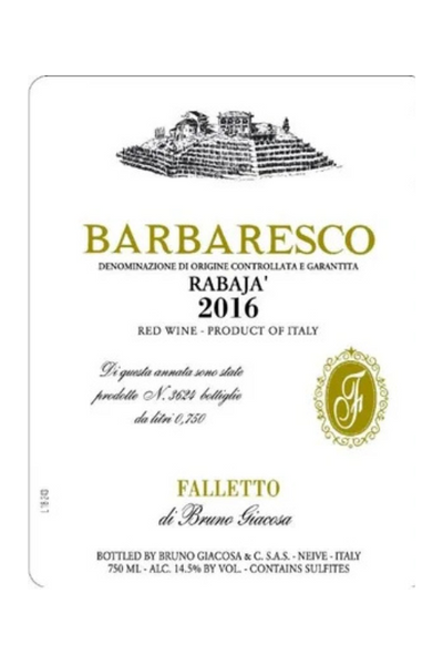 Falletto di Bruno Giacosa Rabaja, Barbaresco DOCG 2016 6x75cl