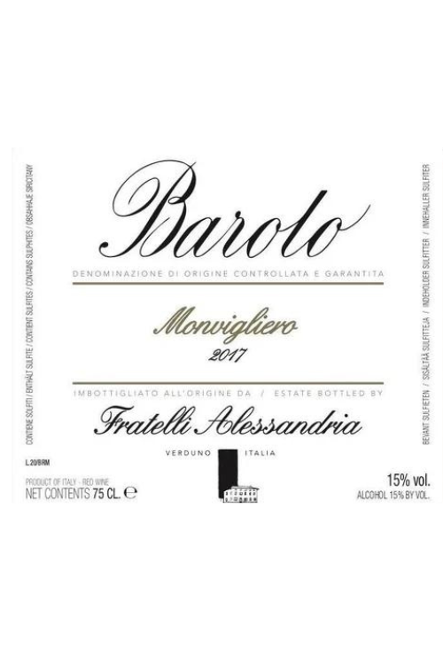 Fratelli Alessandria, Barolo, Monvigliero 2017 6x75cl