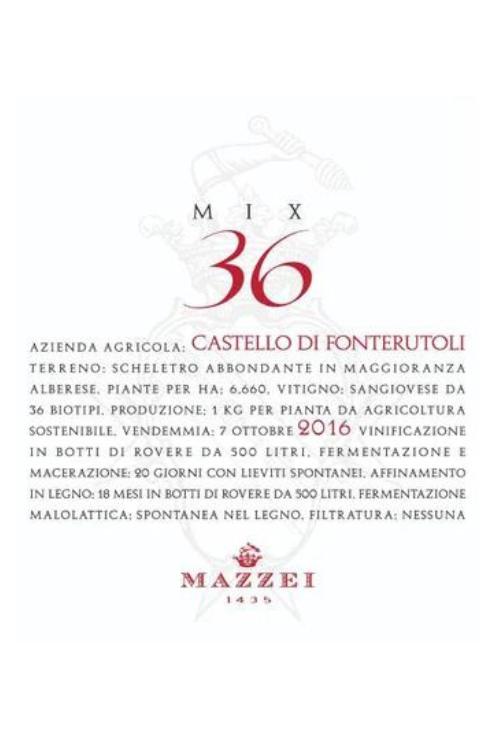 Mazzei Castello di Fonterutoli Mix 36 Toscana IGT, 2016 6x75cl