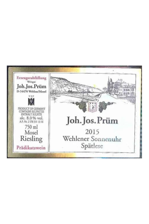 JJ Prum, Wehlener Sonnenuhr, Riesling Spätlese 2015 12x75cl